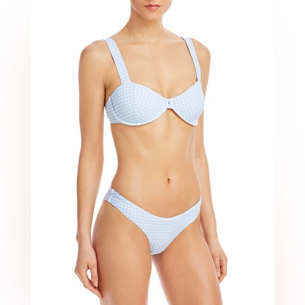 New! Aqua Gingham Underwire Bikini Light Blue 28799